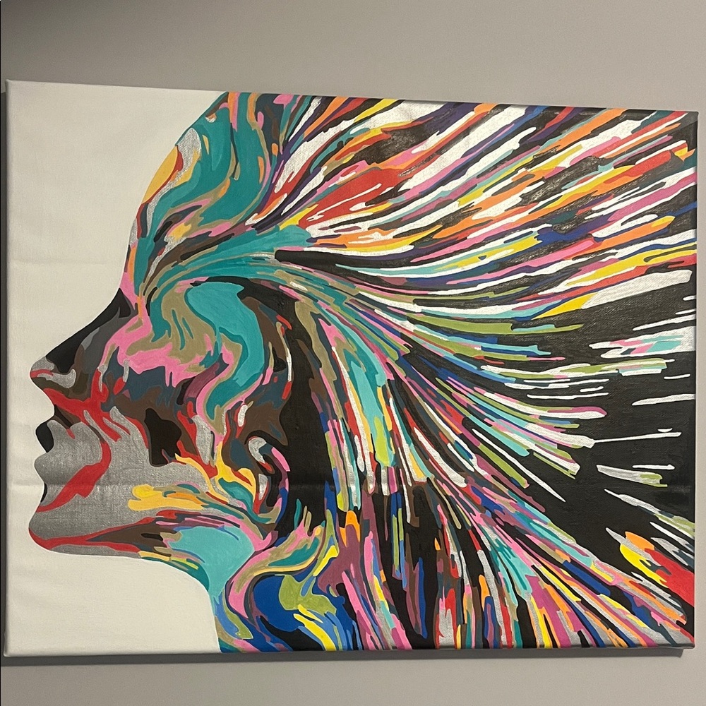 Vibrant Abstract Face Canvas Art